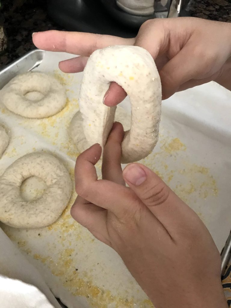Shaping sourdough bagels